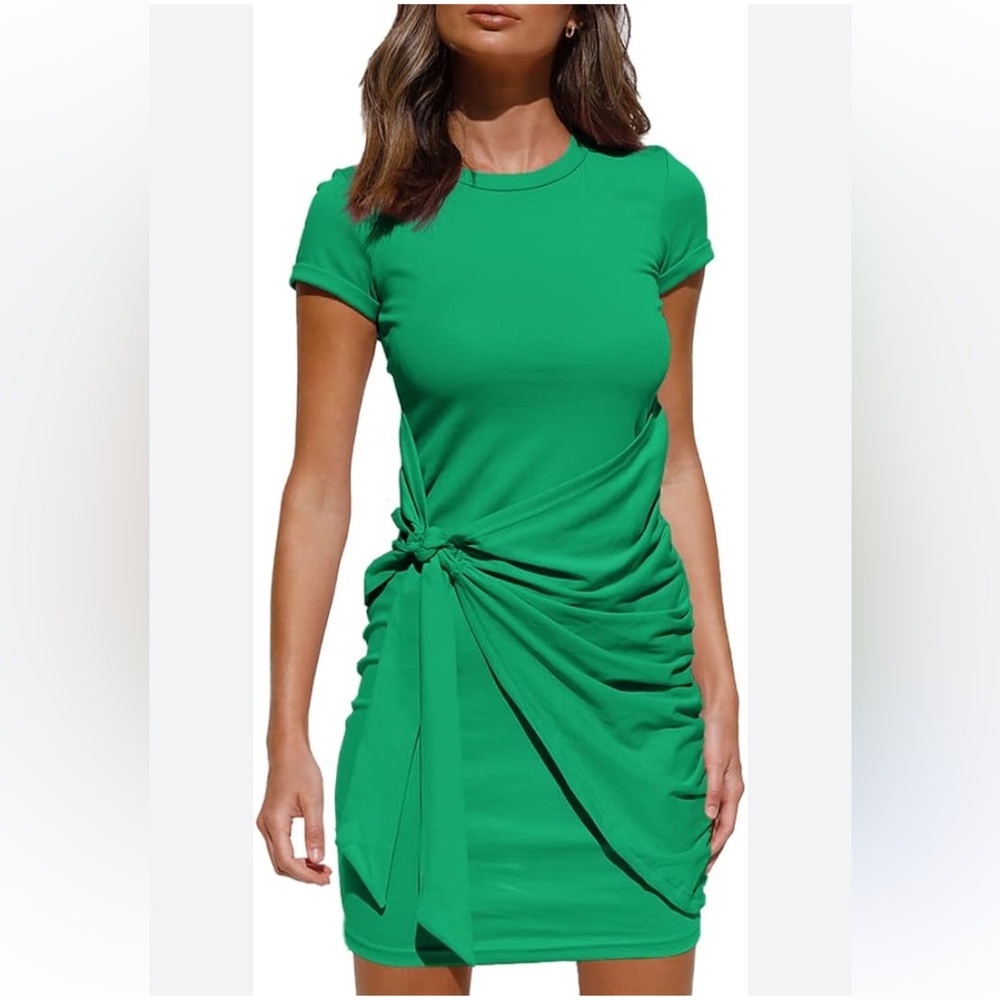 Asymmetrical T-shirt Green Dress